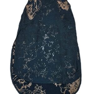 Elegant Floral Women's Skirt - Blue and Tan